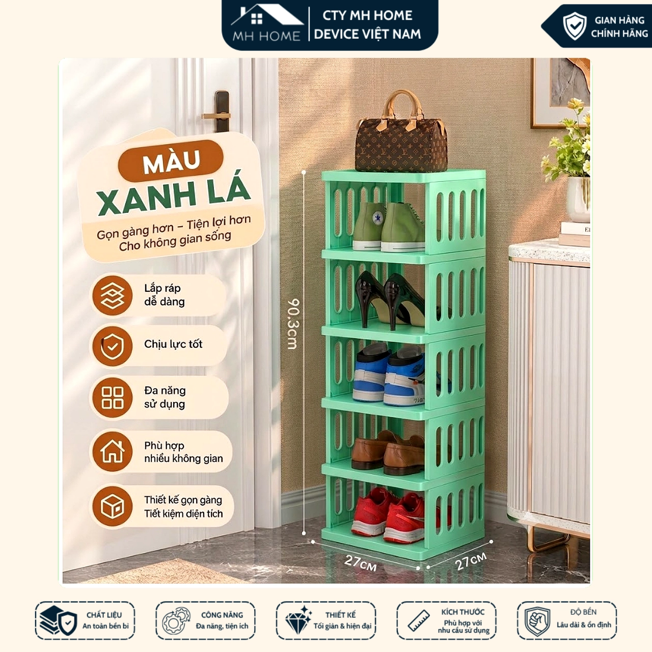 Kệ Dép 5 Tầng Nhựa Cao Cấp Xếp Gọn Tiết Kiệm Diện Tích - Giá Để Giày Dép Nhà Tắm Ban Công Phòng Khách MH